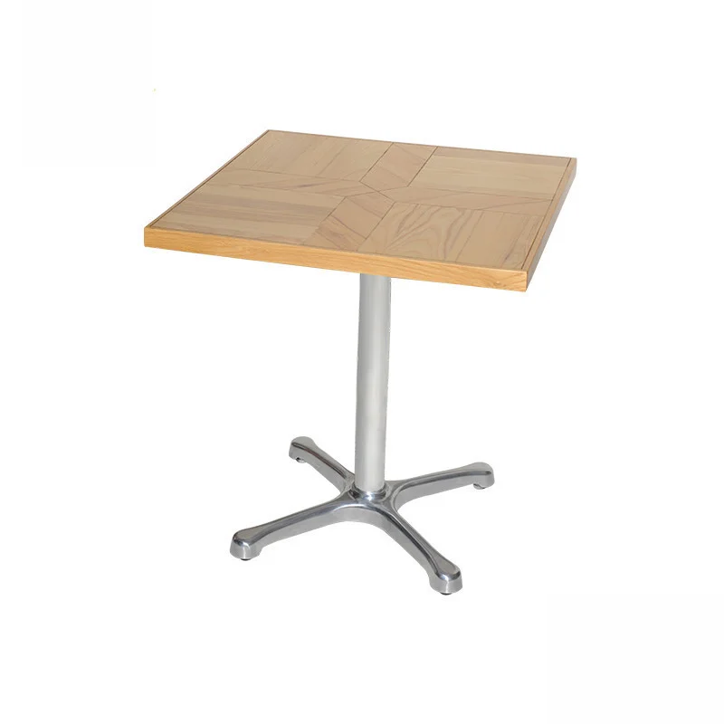 Square Café Table with Light Four-Spoke Base