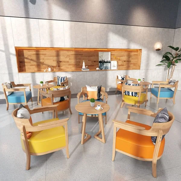 Color-Block Lounge Armchairs with Round Café Table