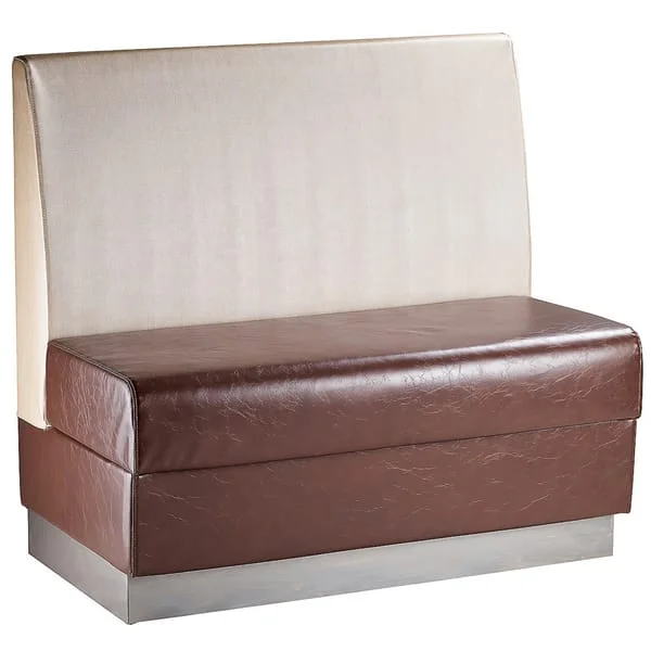 Cream-Back Restaurant Booth with Brown Seat