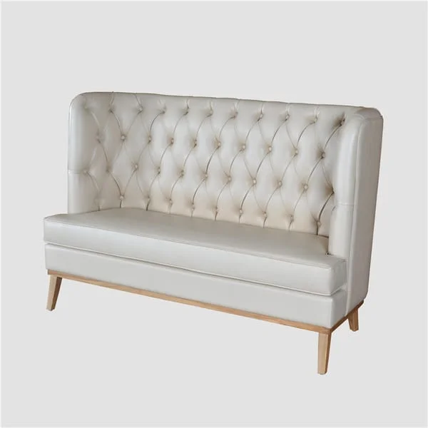 Cream Diamond-Tufted Café Bench