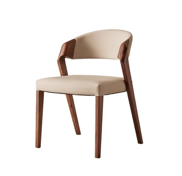 Cream Open-Back Dining Chair with Angled Dark Supports