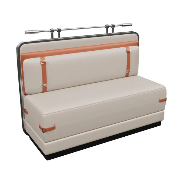 Cream Restaurant Booth with Top Rail and Contrast Trim