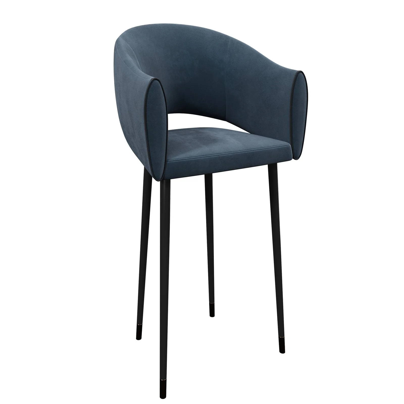 Curved Back Velvet Bar Chair with Arms