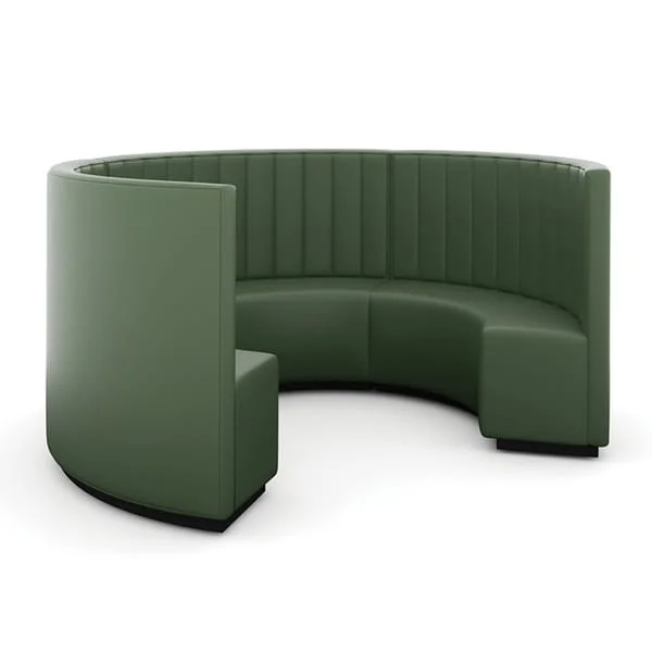 Curved Green High-Back Restaurant Booth