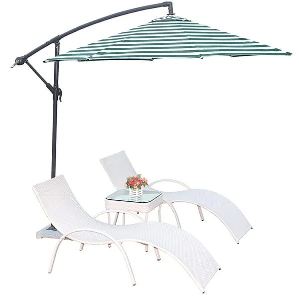Curved Poolside Loungers with Cantilever Parasol