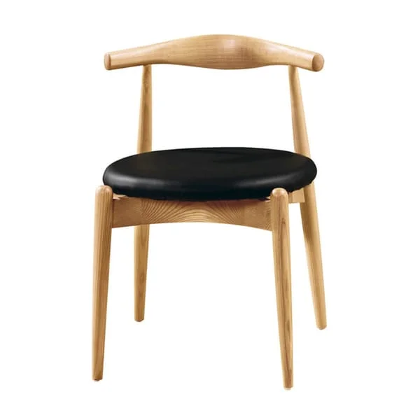 Curved Top-Rail Café Chair with Rounded Black Seat