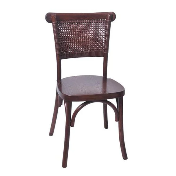 Dark Bistro Chair with Rectangular Openwork Back
