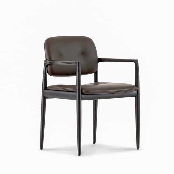 Dark Padded Dining Armchair with Slim Straight Frame