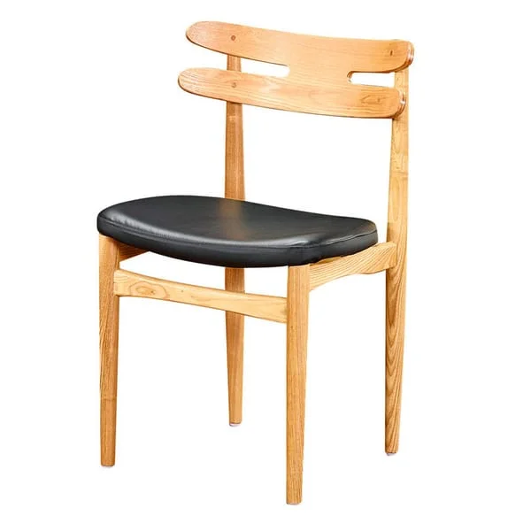 Double-Slat Café Chair with Round Black Seat