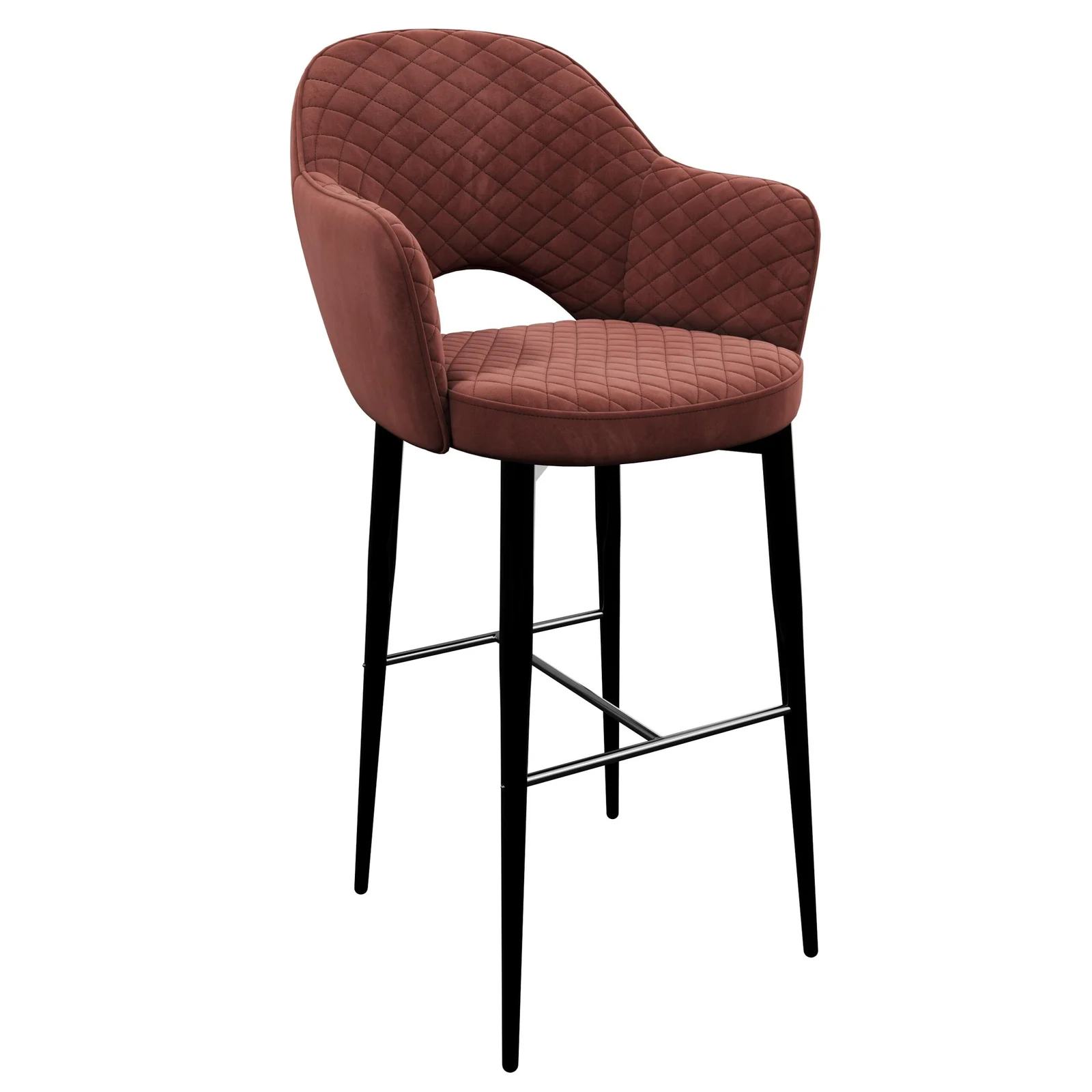 Diamond Quilted Velvet Counter Stool