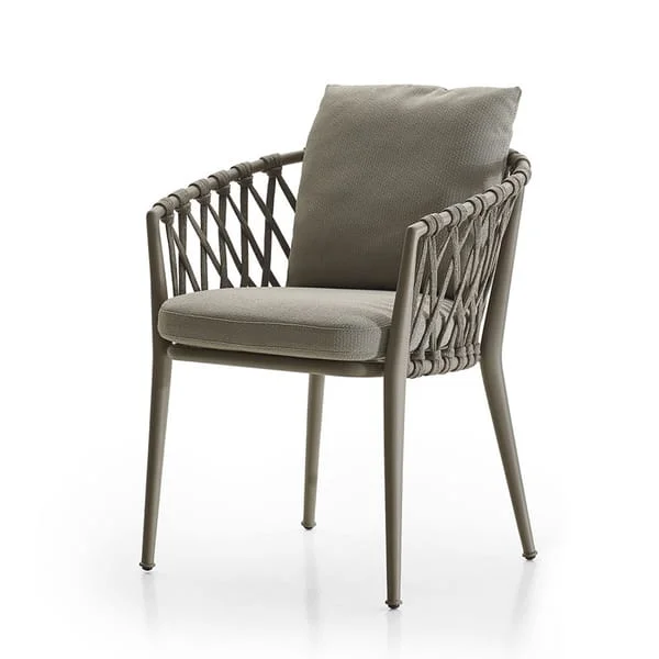 Diamond-Weave Outdoor Armchair with Cushions
