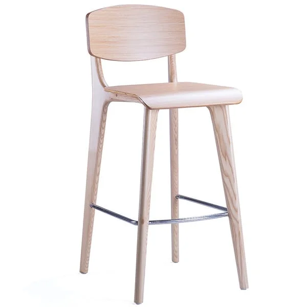 Light Two-Panel Bar Stool with Slim Footrest