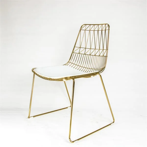 Gold-Tone Wire Dining Chair with Sled Base