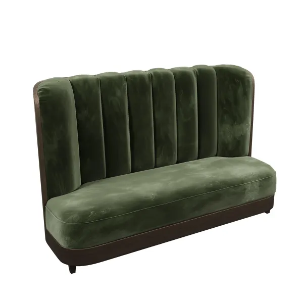 Green Fluted-Back Restaurant Booth