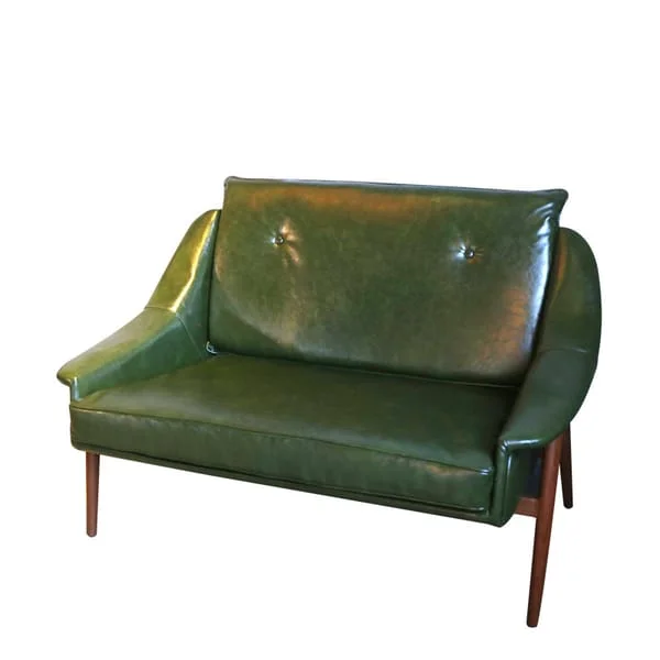 Green Two-Seat Lounge Sofa with Curved Arms
