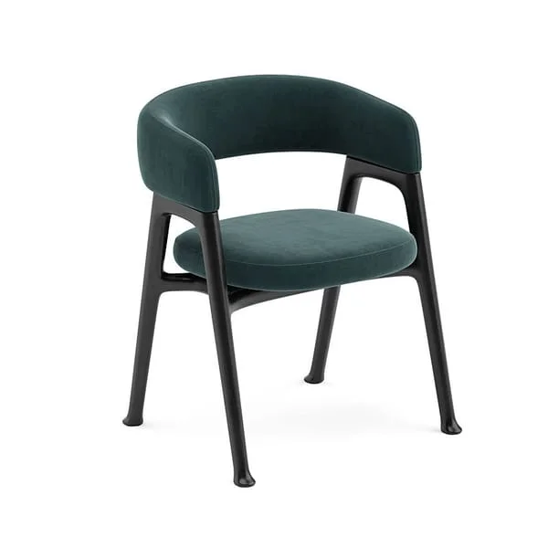 Green Wraparound Dining Chair with Black A-Frame Legs