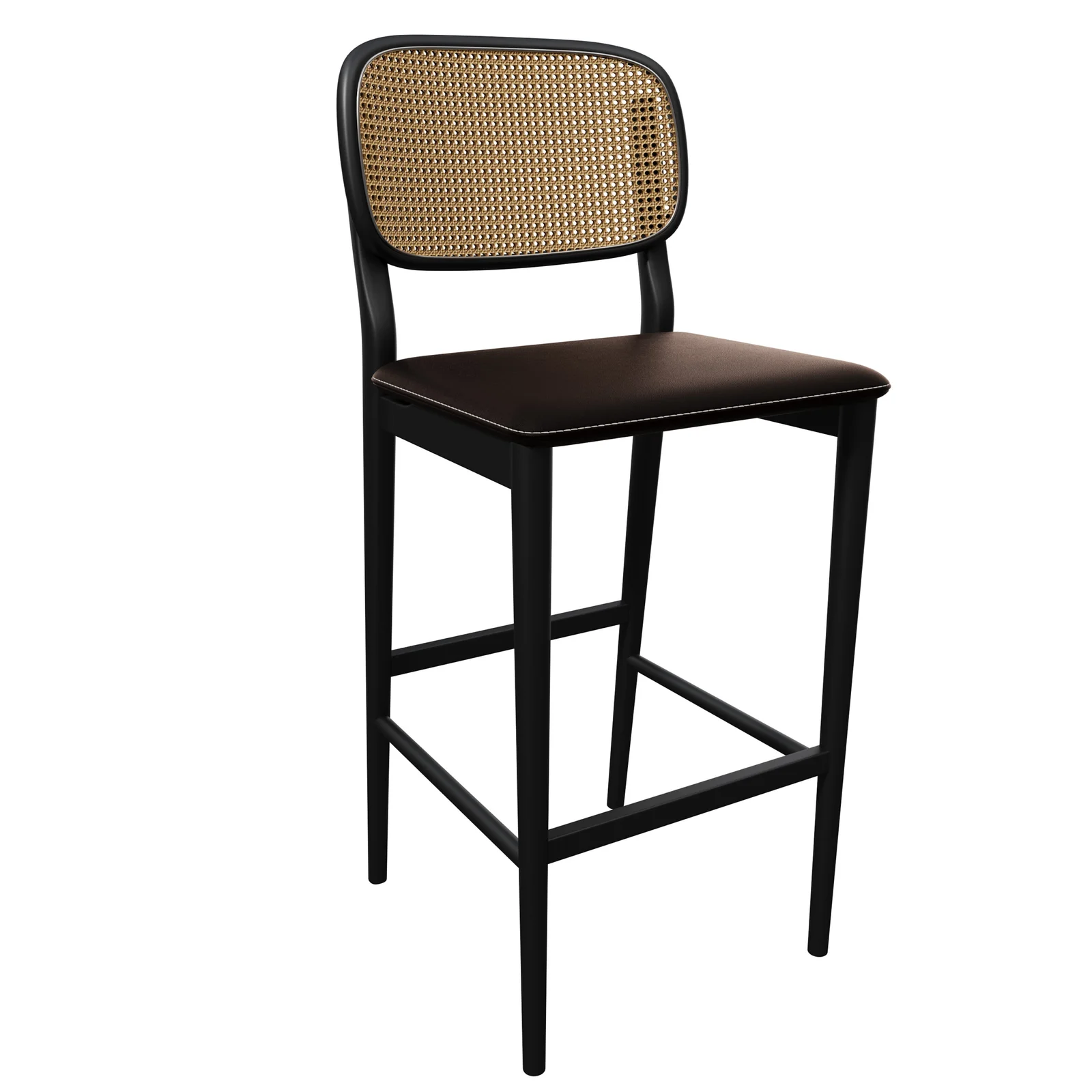 High-Back Rattan Counter Stool