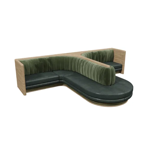 Curved-End Corner Restaurant Booth