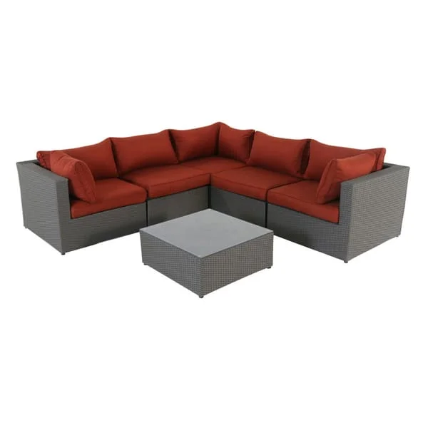 L-Shaped Outdoor Sofa Set with Square Table
