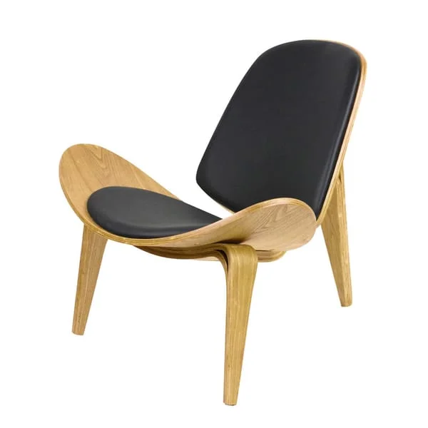 Sculpted Lounge Chair with Tall Black Back Cushion