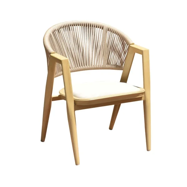 Light-Frame Outdoor Armchair with Radiating Woven Back