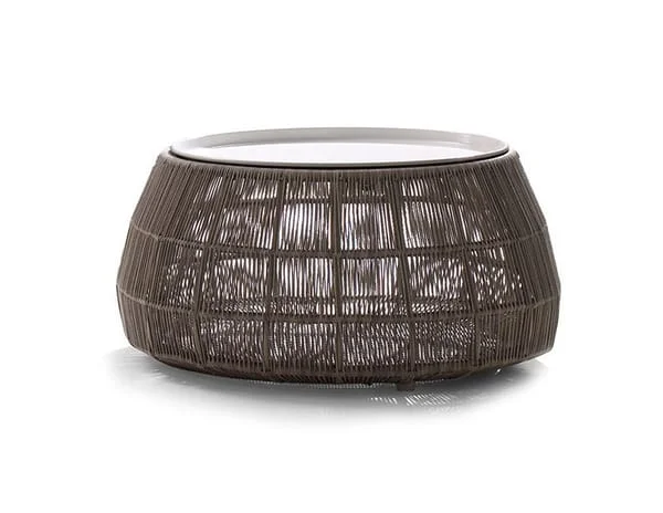 Low Barrel-Shape Woven Outdoor Coffee Table
