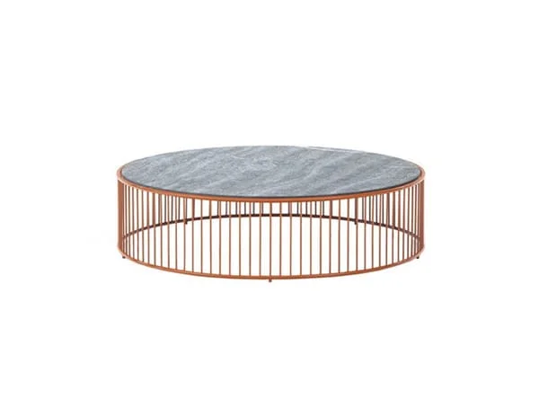 Low Round Patio Table with Open Cage Base