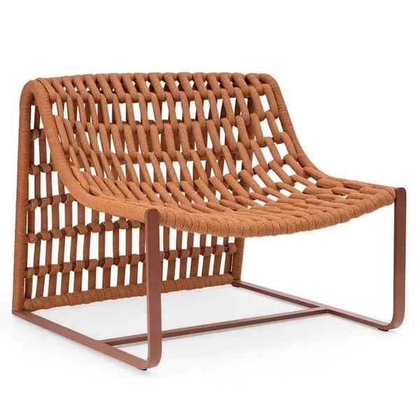 Low Woven Outdoor Lounge Chair with Sled Frame