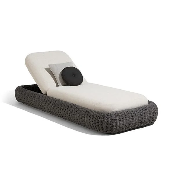 Low Woven Poolside Chaise with White Cushion