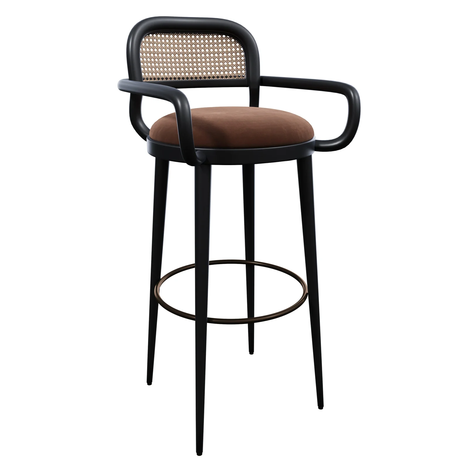 Luxury Rattan Back Bar Stool with Armrests