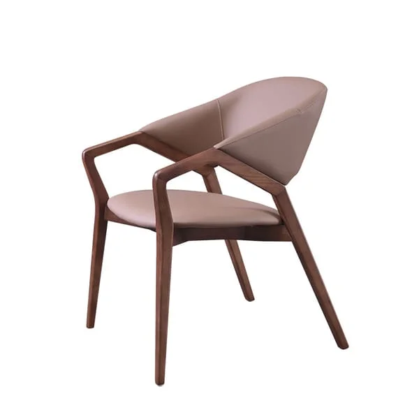 Mauve Shell-Back Dining Chair with Angular Arms