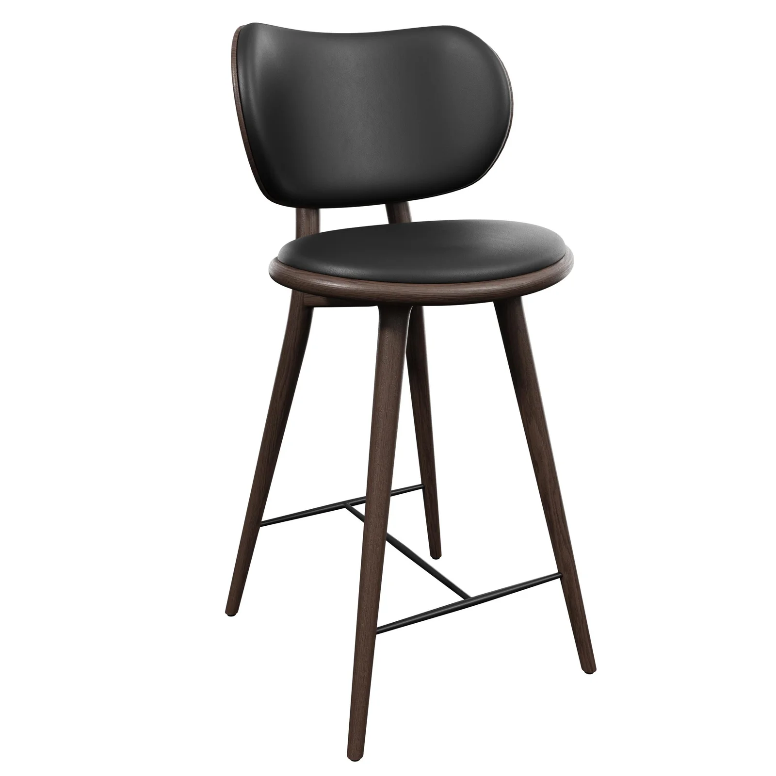 Mid-Century Modern Wood Leg Bar Stool