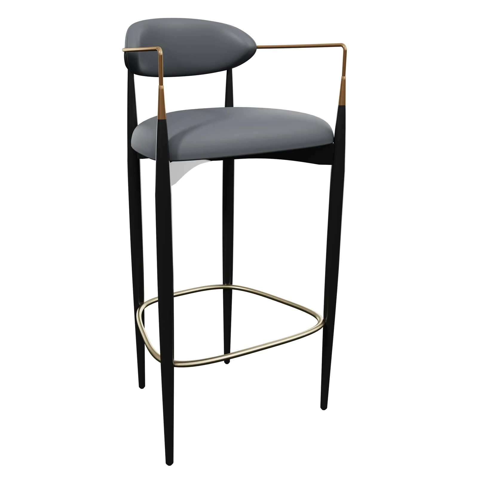 Modern Metal Frame Counter Stool with Arms