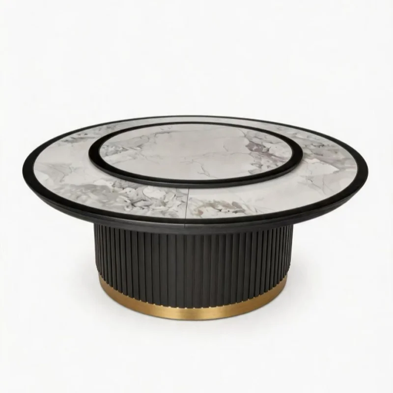 Modern Round Dining Table with Turntable