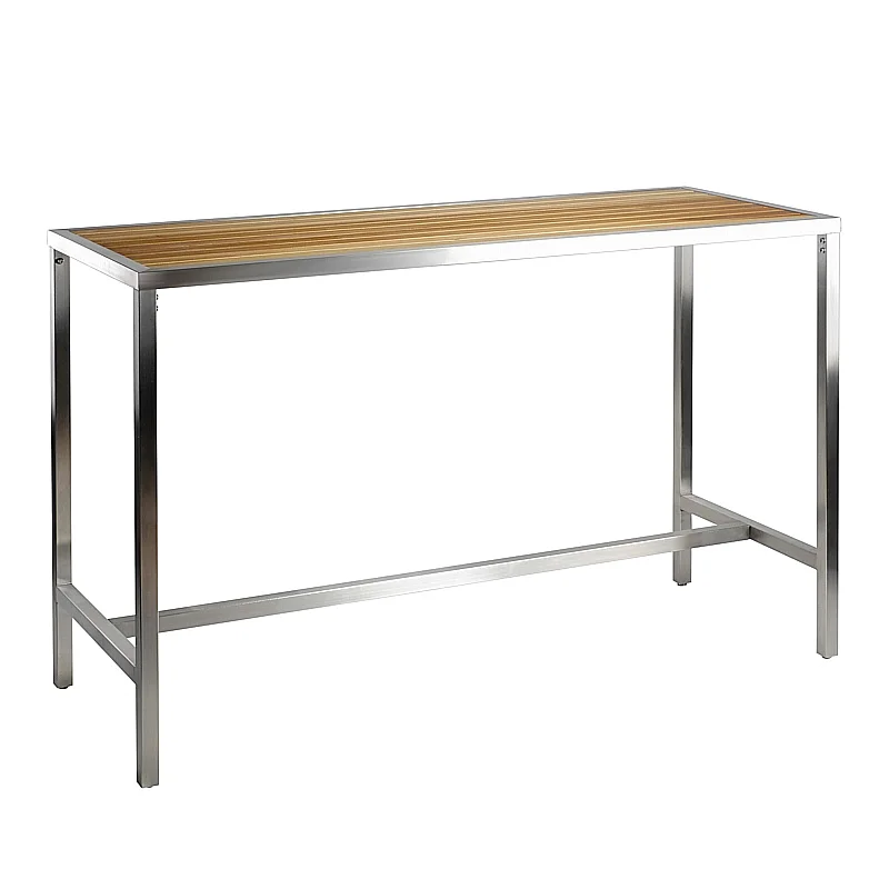 Narrow Bar Table with Light Frame and Warm Top