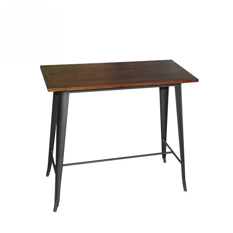 Narrow Industrial Bar Table with Tapered Legs