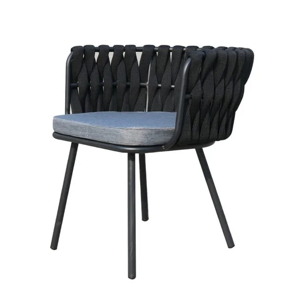 Black Loop-Weave Outdoor Dining Chair