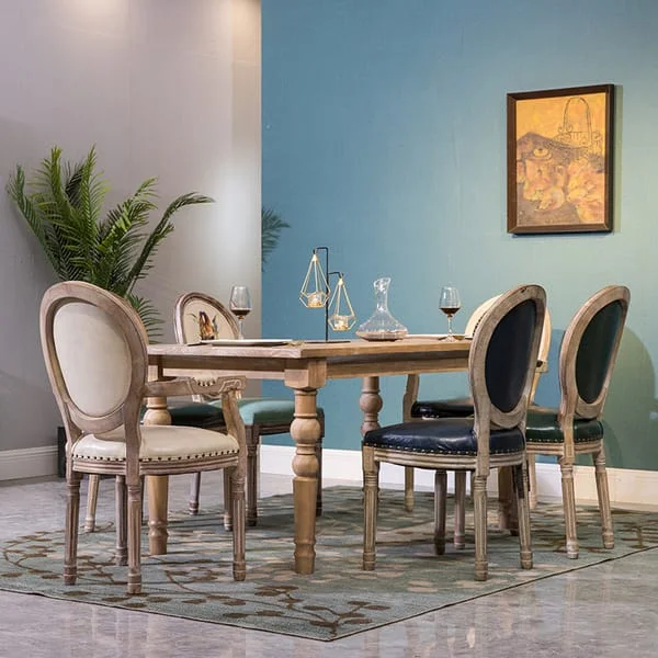 Turned-Leg Dining Table with Oval-Back Chairs