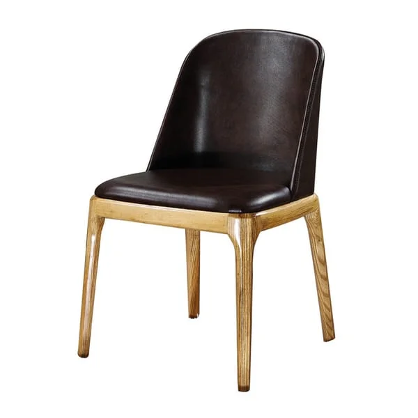 Dark High-Back Dining Chair with Light Frame