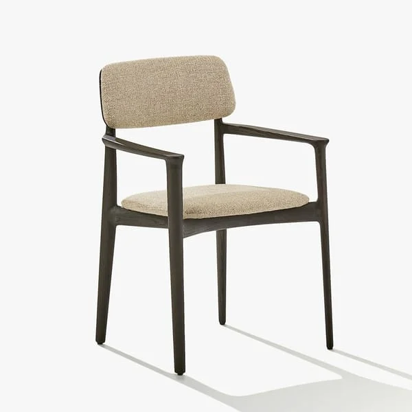 Olive Padded Dining Armchair with Thin Straight Frame