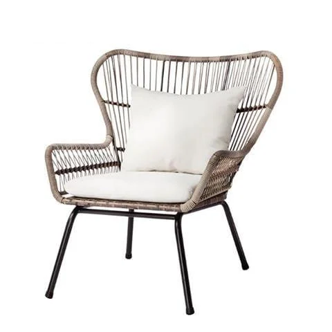 Wingback Woven Patio Armchair with Cushion