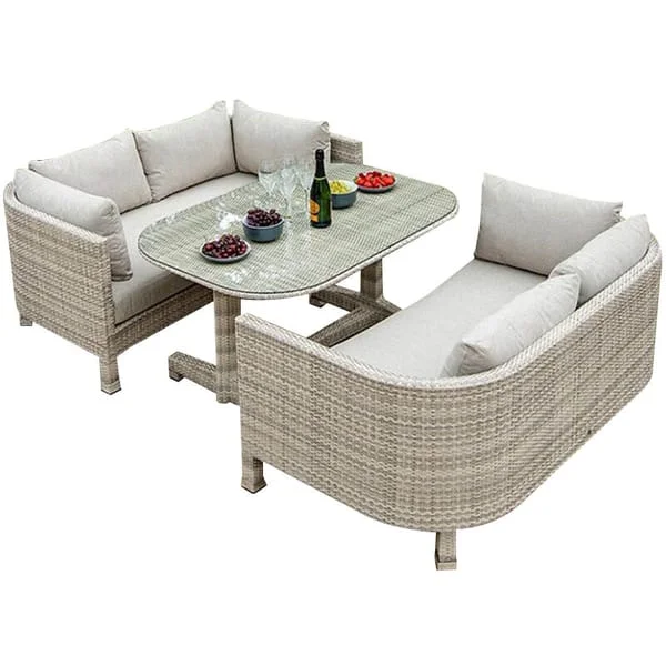 Outdoor Dining Table and Curved Sofa Set
