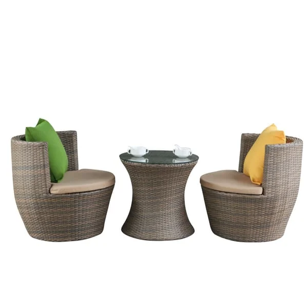 Outdoor Lounge Table and Barrel Chair Set
