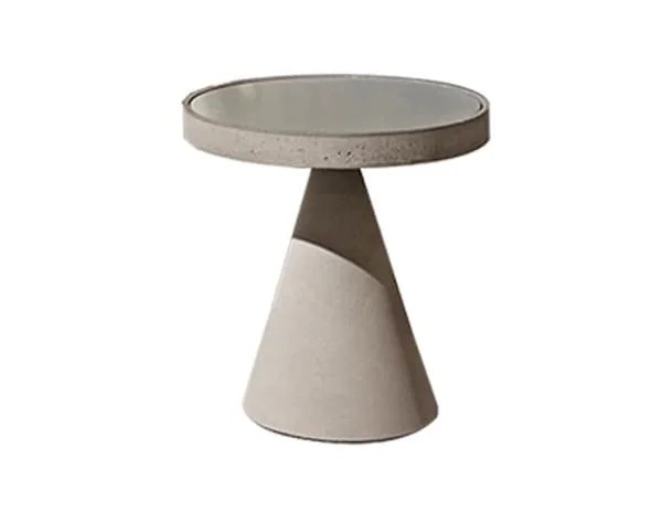 Round Outdoor Side Table with Two-Tone Cone Base