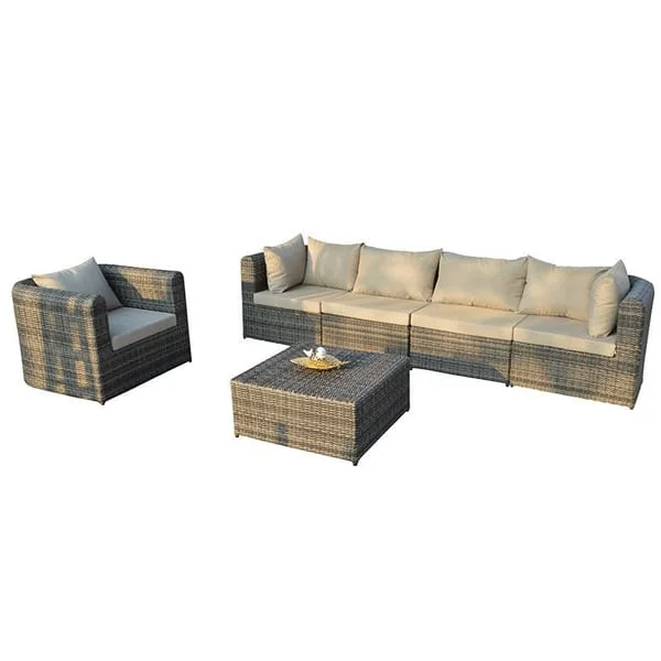 Straight Outdoor Sofa with Armchair and Coffee Table
