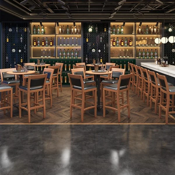 Rectangular Bar Table with High-Back Stools