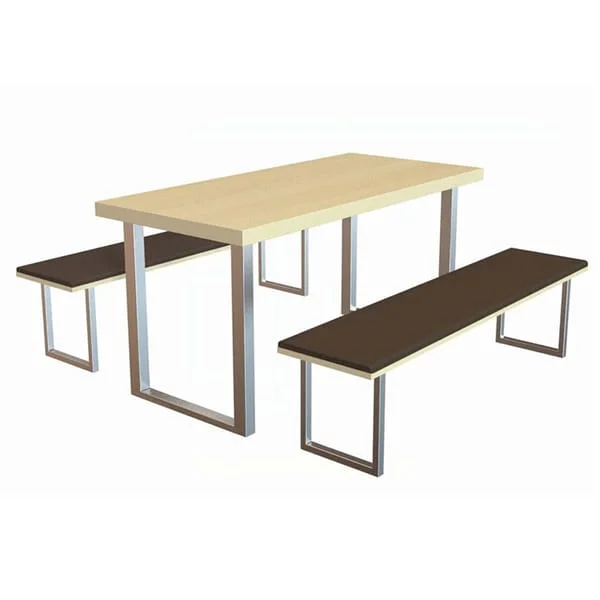 Rectangular Cafeteria Table and Backless Bench Set