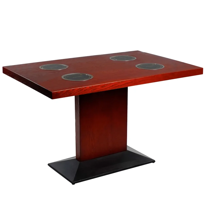 Rectangular Hot Pot Table with Multiple Inset Cooking Positions