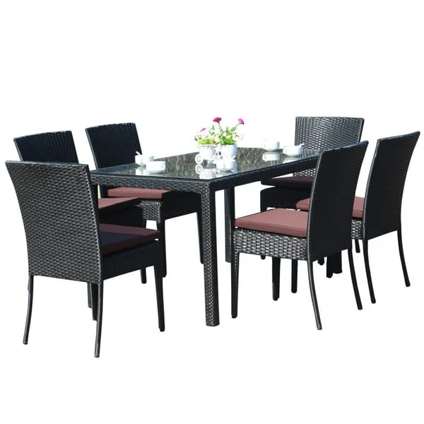 Rectangular Outdoor Restaurant Dining Set with Armless Chairs