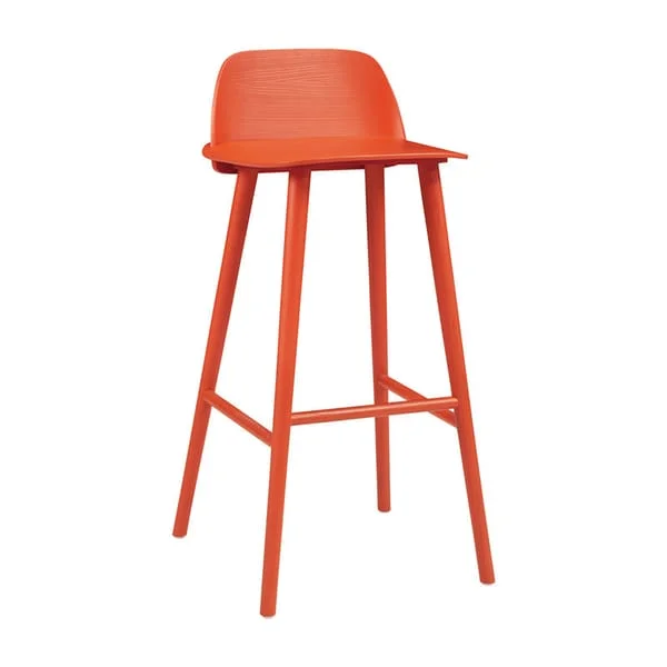 Red Low-Back Bar Stool with Splayed Legs
